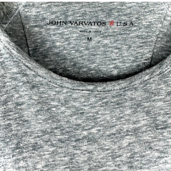 Men’s John Varvatos USA Speckled Heather Grey Short Sleeved Baseball  Tee - M - Picture 2 of 6
